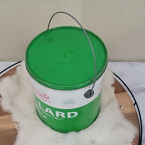 ARMOUR Pure Lard Paint Can Style Tin vintage Advertising Green and white - Picture 3 of 8